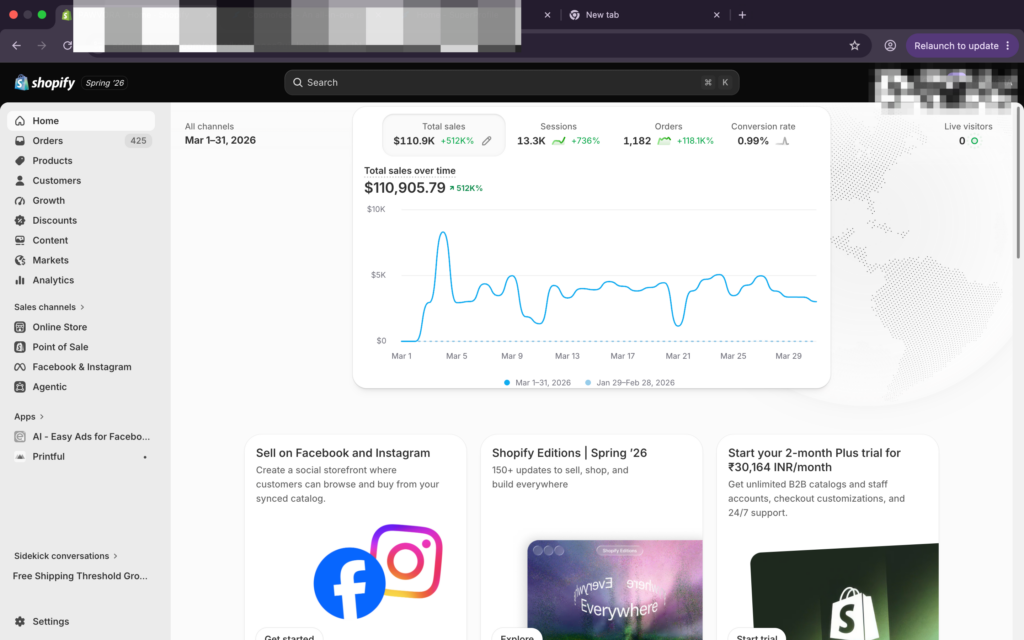 Shopify sales dashboard proof